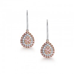 Blush Pink Argyle Diamond Pearshape Drop Earrings